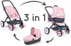 Carrello Passeggino Gemelli Barriguitas Per Bambole – Con 4 Accessori (Biberon, Piatto, Cucchiaino, Ciuccio) + Tavolino